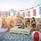 2 Pcs Hawaiian Summer Tiki Lounge Flowers and Lantern Garland Decoration 10 Feet Paper Hibiscus Lantern Garland Hanging Luau Tiki Lanterns for Tropical Party Bar BBQs Pool Supplies